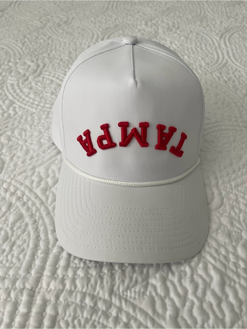 Reverse White Baseball Cap with Black Label